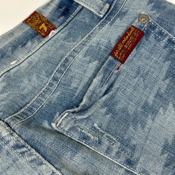 7 For All Mankind The Skinny Jeans Women's Abstract Blue Mid Rise Denim, Size 25 - Picture 11 of 11